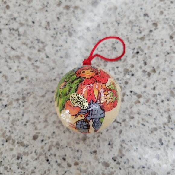 VTG Paper Maché Decoupage German Boy Goose Mini Christmas Ornament Ball Bauble - Picture 10 of 16